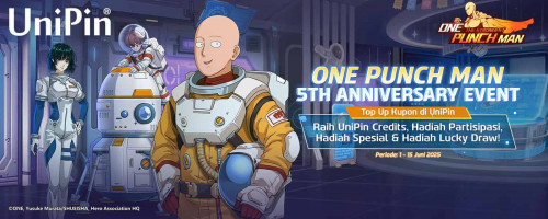 Rayakan 5th Anniversary Celebration One Punch Man – Raih Bonus Hingga 650 Kupon, Cashback, serta Hadiah Spesial!